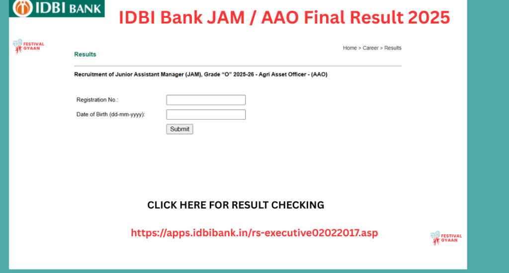 IDBI Bank JAM / AAO Final Result 2025
