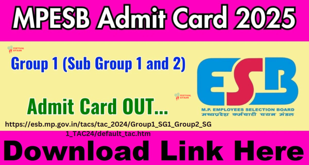 MPESB Group 1 & 2 Sub Group 1 Admit Card 2025 