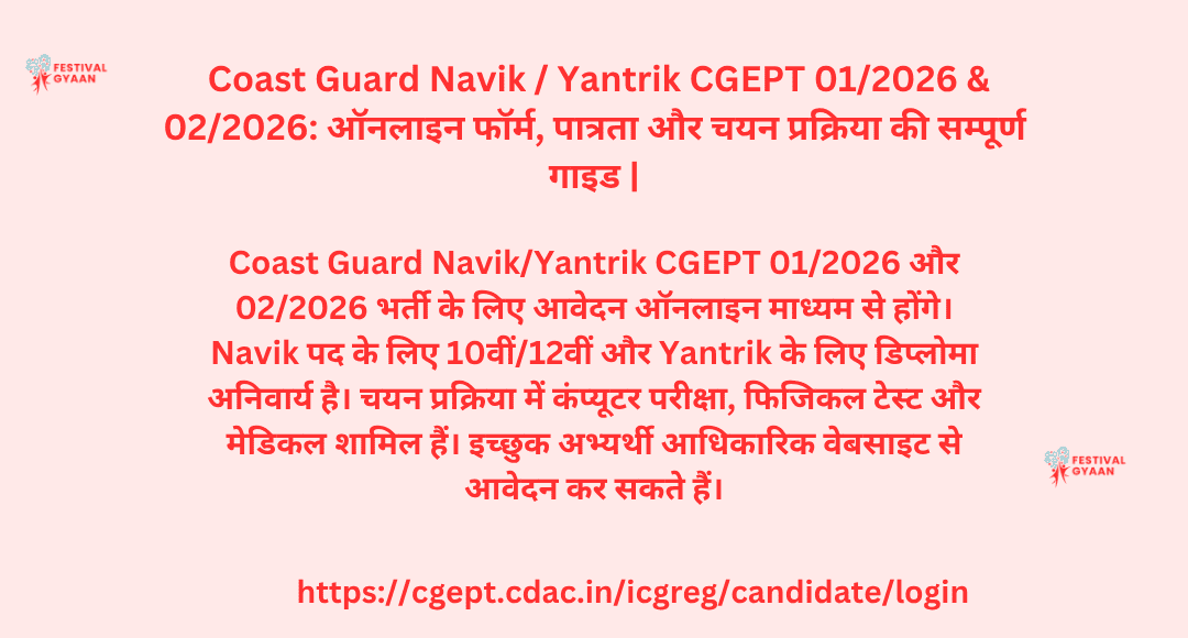 Coast Guard Navik / Yantrik CGEPT 01/2026 & 02/2026