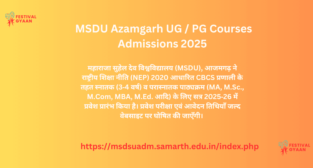 MSDU Azamgarh UG/PG Admission 2025