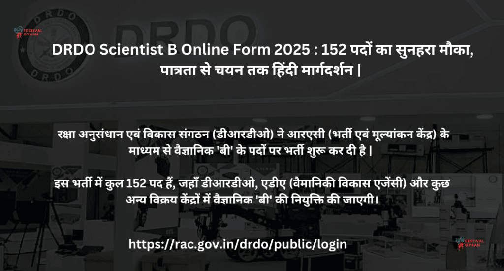 DRDO Scientist B Online Form 2025