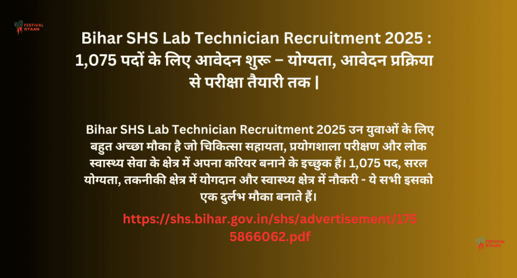 Bihar SHS Lab Technician Recruitment 2025