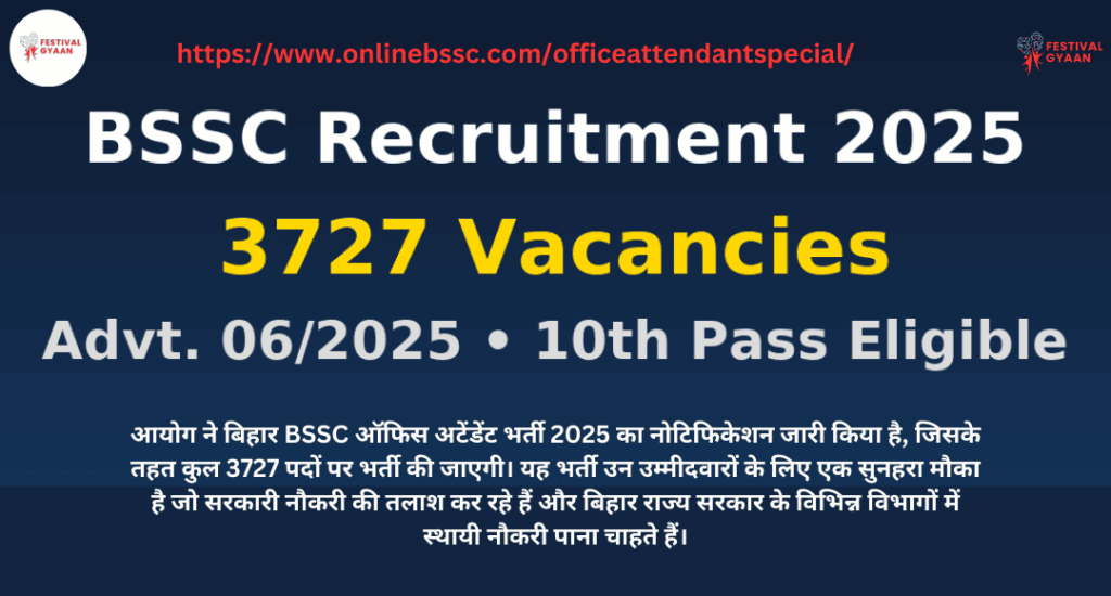 Bihar BSSC Office Attendant Recruitment 2025