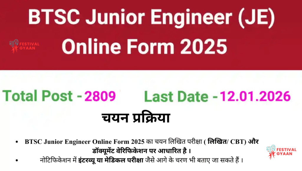 BTSC Junior Engineer Online Form 2025