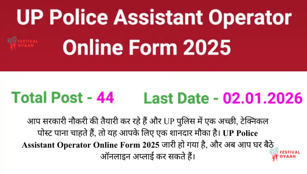 UP Police Assistant Operator Online Form 2025