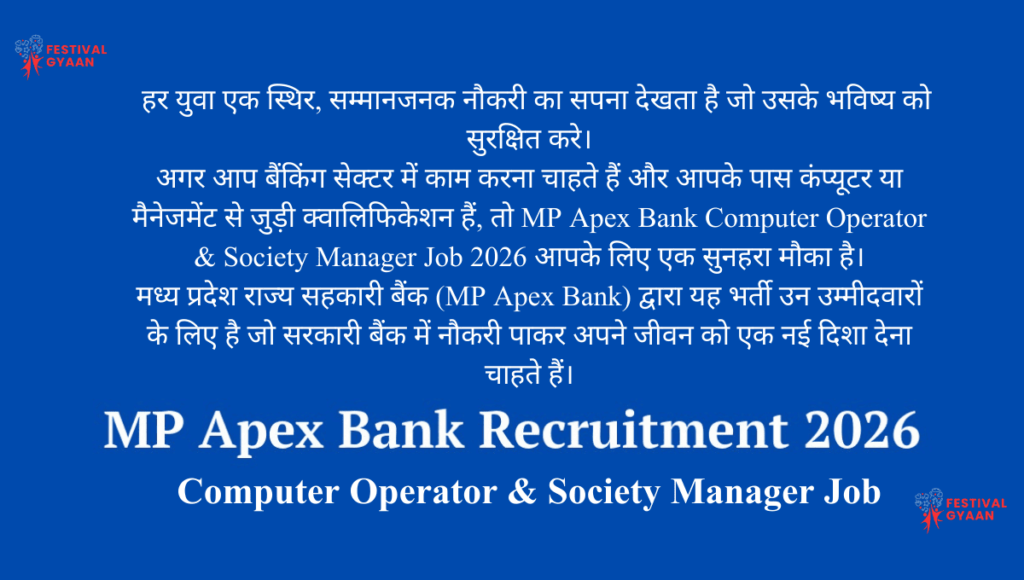 MP Apex Bank Computer Operator & Society Manager Job 2026